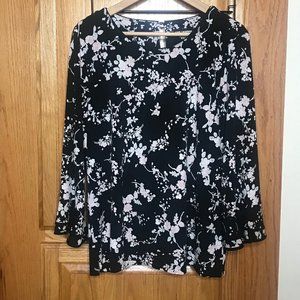 Karl Lagerfeld Paris Blouse Women’s Large Pullover Floral Pink White Black